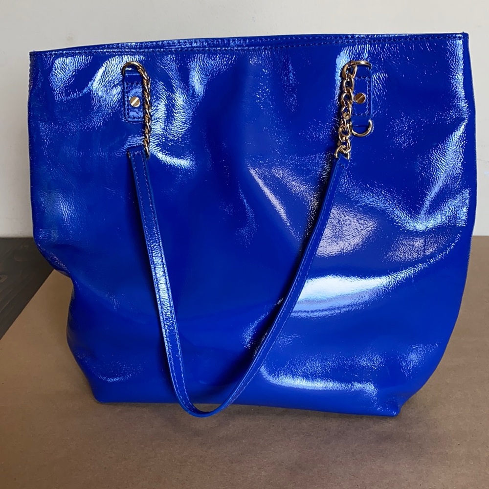 💯Michael Kors  Blue Patent Leather Tote